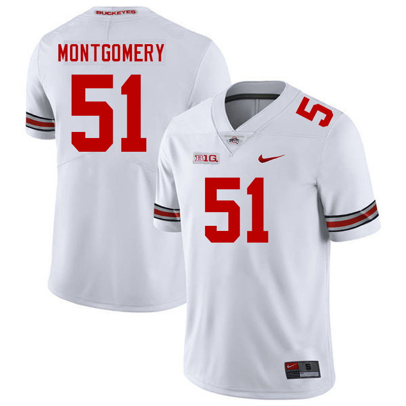 Ohio State Buckeyes Luke Montgomery Men's #51 White Authentic Stitched College Football Jersey